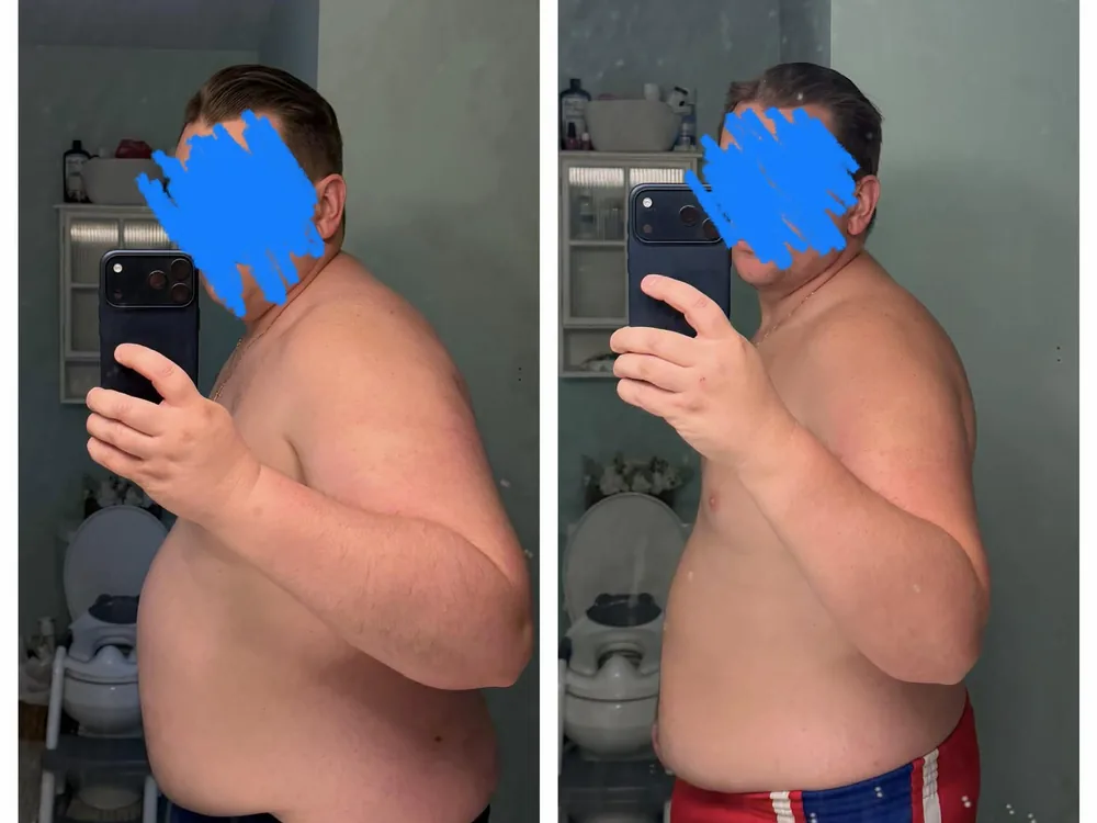 Steve before and after, side by side